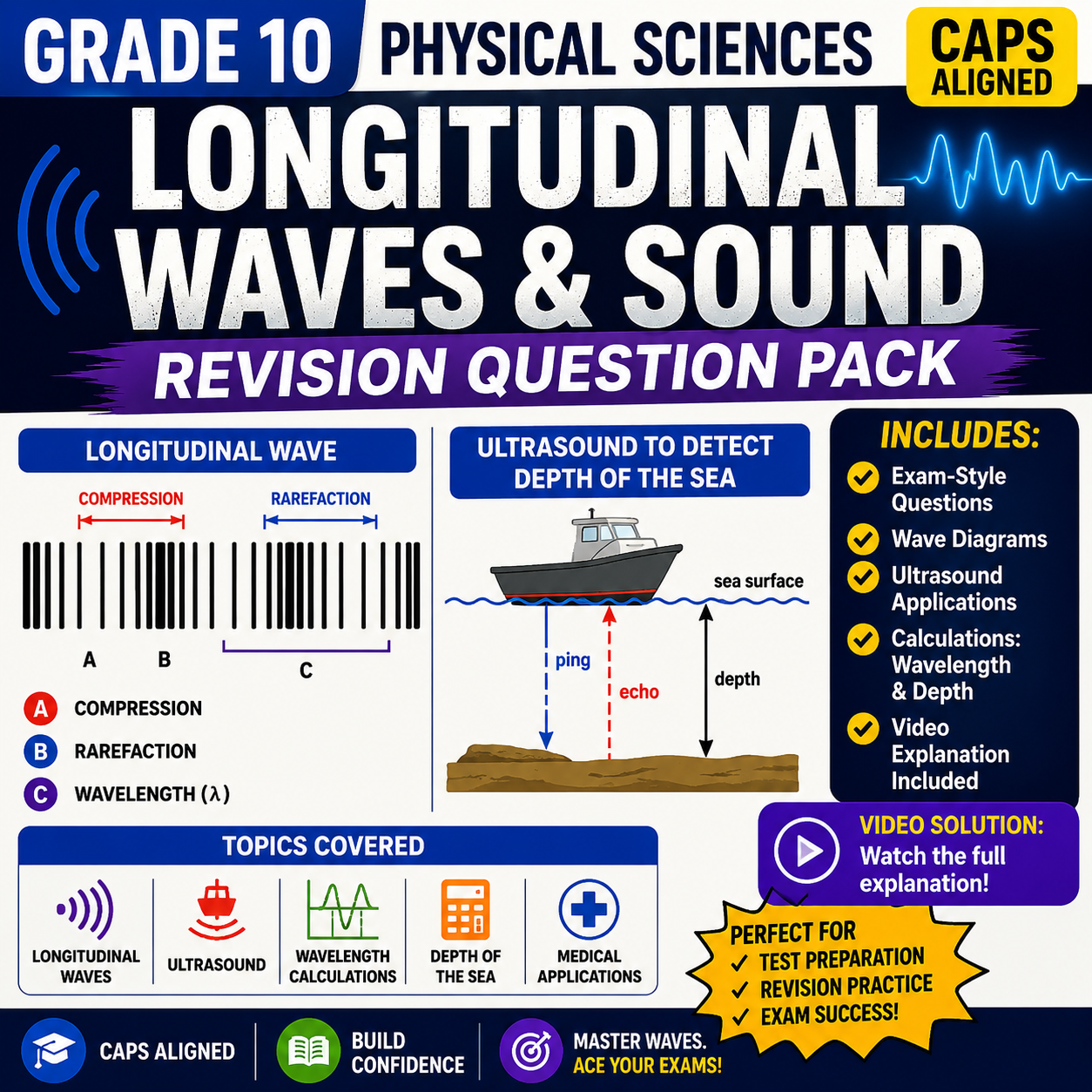 Grade 10 Physical Sciences Longitudinal Waves & Sound Revision Worksheet