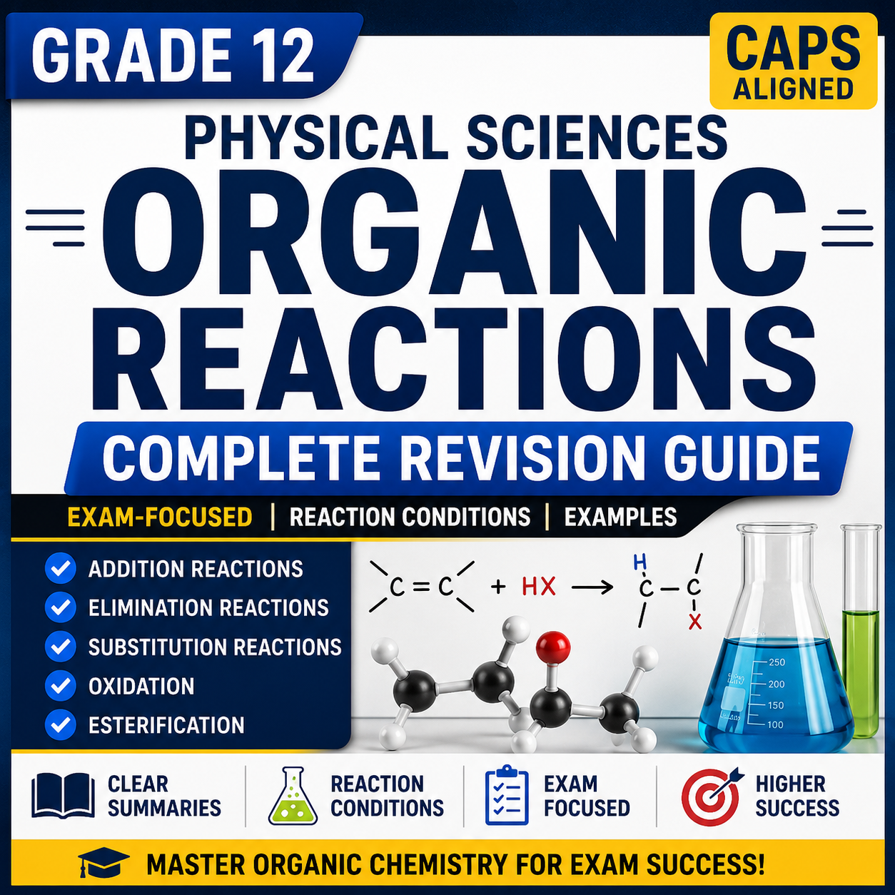 Grade 12 Physical Sciences Organic Reactions Complete Revision Guide | CAPS