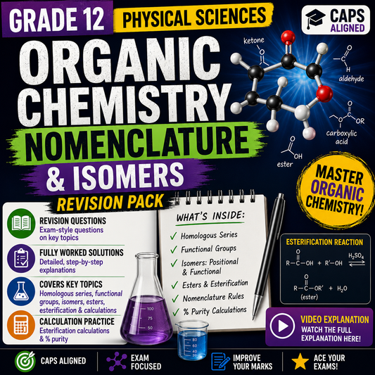 Grade 12 Physical Sciences Organic Chemistry Revision Pack | Nomenclature & Isomers